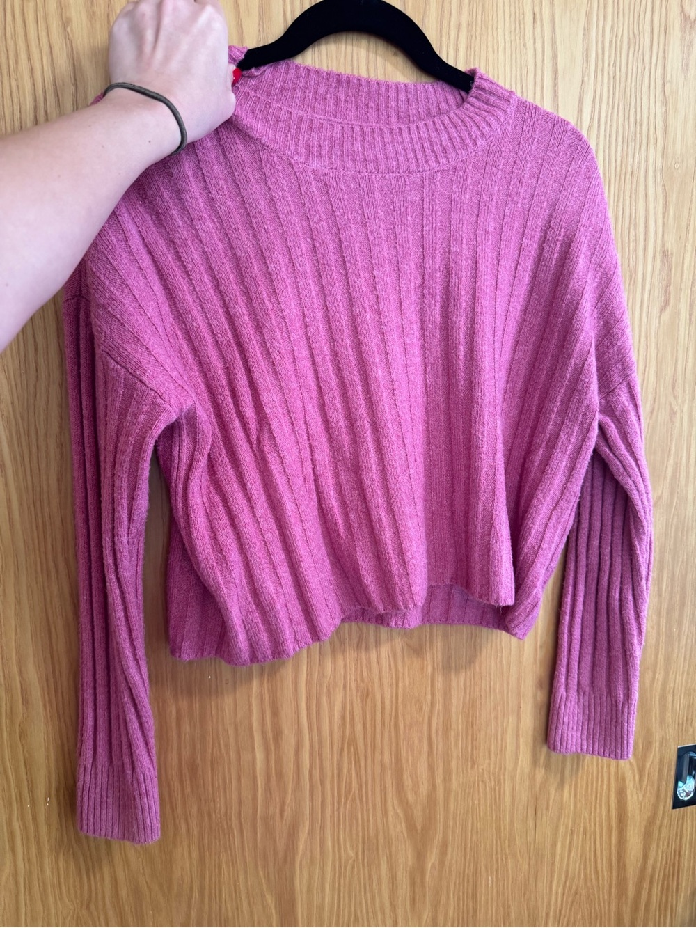 American eagle Cozy Ribbed Knit Crop Sweater - Pink